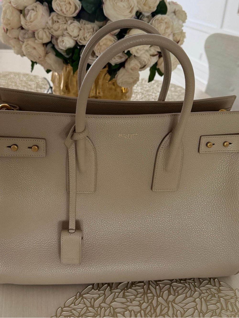 Saint Laurent - Sac de Jour leather tote bag - Beige